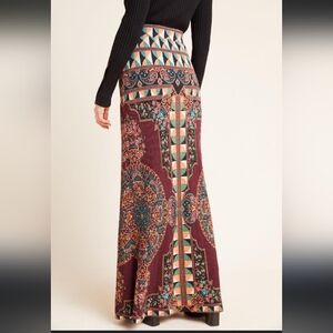 Farm Rio Anthropologie Red Singapore Boho Floral Maxi Skirt Sz M